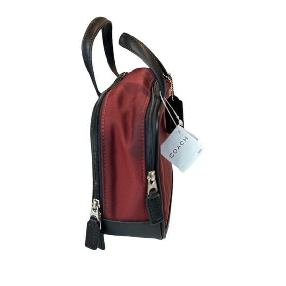 Coach Leatherware Vintage Nylon Toiletry Bag Makeup Case Maroon Black - Picture 4 of 10